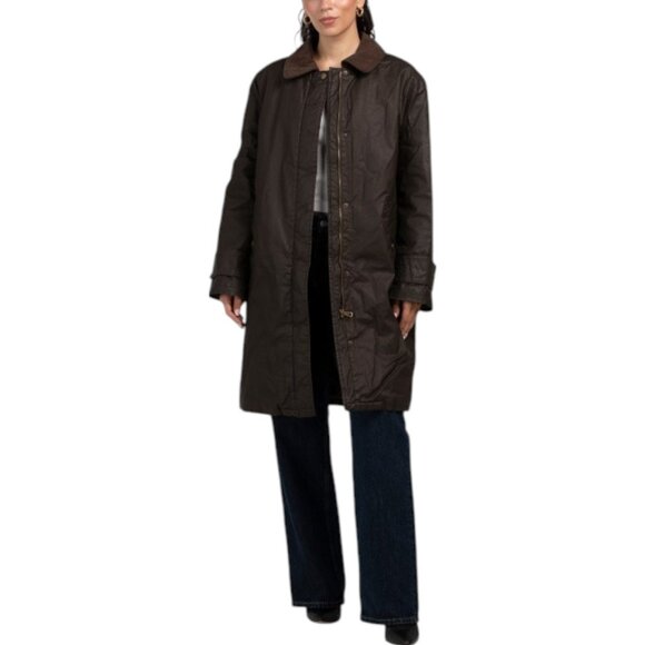 BERNARDO Waxed Cotton Rain Coat Chocolate
